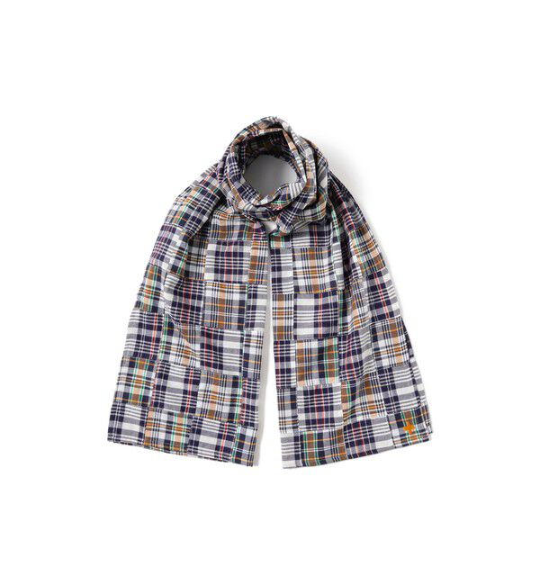 BEAMS PLUS「Stole Patch Works Madras」|マフラー|NAVY