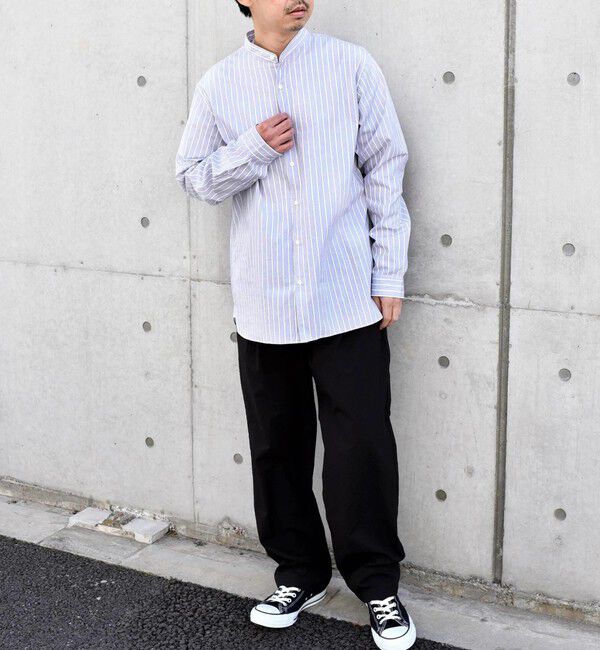 SHIPS any「SHIPS any: ストライプ / ソリッド リラックス バンドカラー シャツ 25AW◇」|シャツ・ブラウス|