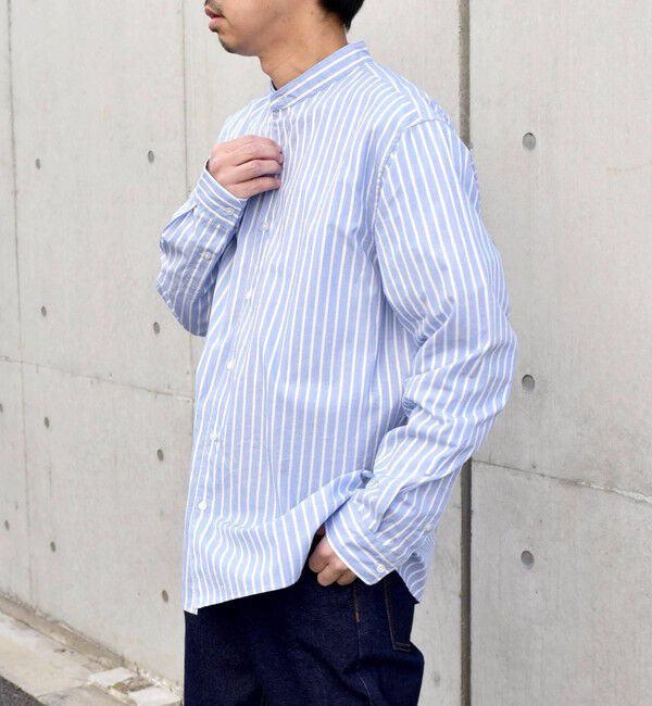 SHIPS any「SHIPS any: ストライプ / ソリッド リラックス バンドカラー シャツ 25AW◇」|シャツ・ブラウス|