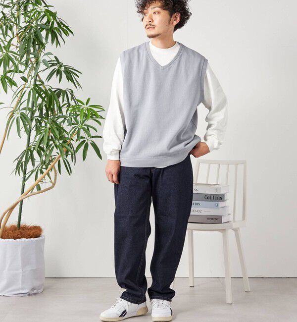 SHIPS any「SHIPS any: COTTON USA ガーメントダイ スウェット Vネック ベスト◇」|ベスト・ジレ|