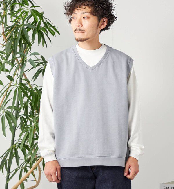 SHIPS any「SHIPS any: COTTON USA ガーメントダイ スウェット Vネック ベスト◇」|ベスト・ジレ|