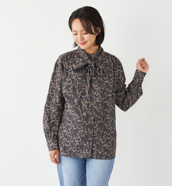 SHIPS Colors 「SHIPS Colors:〈洗濯機可能〉MULHOUSE レオパード ボータイ ブラウス」|シャツ・ブラウス|