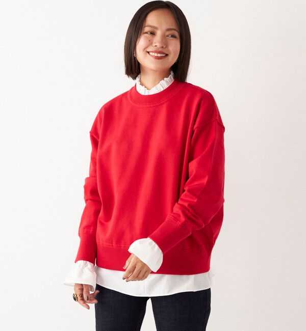 SHIPS Colors 「SHIPS Colors:〈手洗い可能〉スウェット ライク ニット◇」|ニット・セーター|レッド