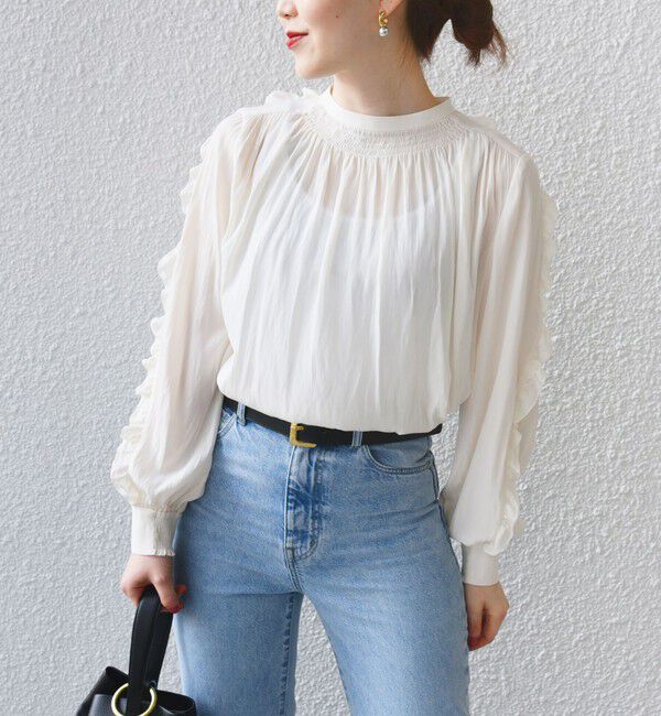 SHIPS for women「〈手洗い可能〉割繊 フリル デザイン ブラウス 24SS ◇」|シャツ・ブラウス|