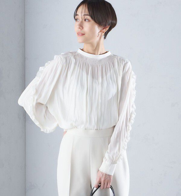 SHIPS for women「〈手洗い可能〉割繊 フリル デザイン ブラウス 24SS ◇」|シャツ・ブラウス|