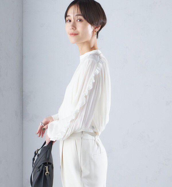 SHIPS for women「〈手洗い可能〉割繊 フリル デザイン ブラウス 24SS ◇」|シャツ・ブラウス|