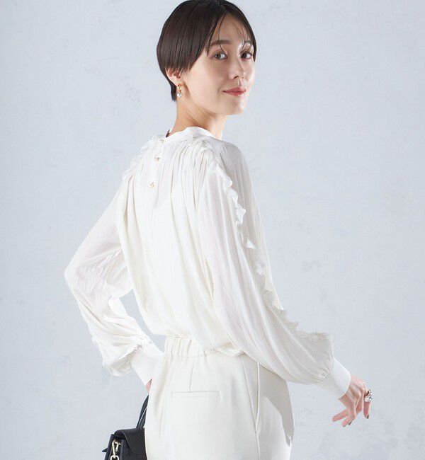SHIPS for women「〈手洗い可能〉割繊 フリル デザイン ブラウス 24SS ◇」|シャツ・ブラウス|