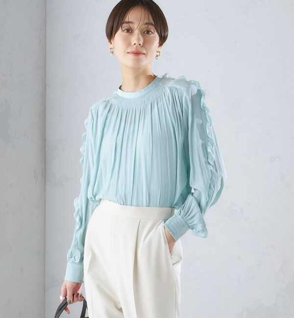SHIPS for women「〈手洗い可能〉割繊 フリル デザイン ブラウス 24SS ◇」|シャツ・ブラウス|