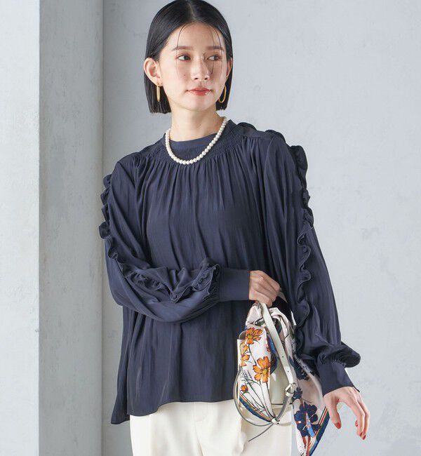 SHIPS for women「〈手洗い可能〉割繊 フリル デザイン ブラウス 24SS ◇」|シャツ・ブラウス|