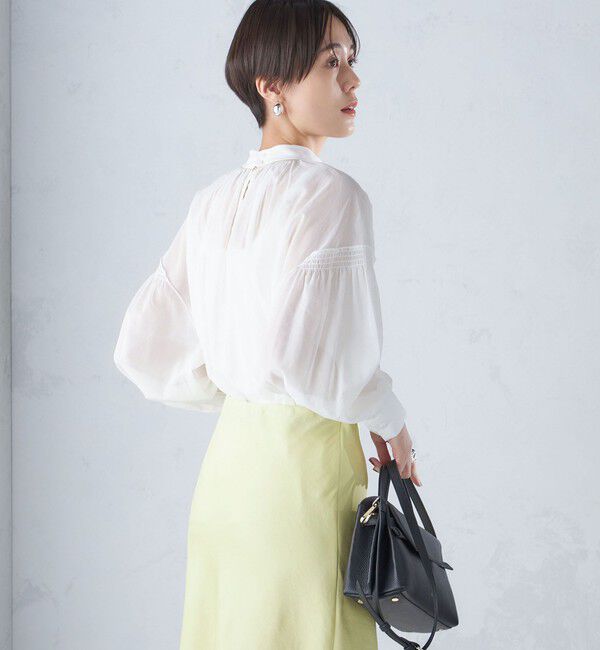 SHIPS for women「〈手洗い可能〉ボイル オーガンジー シャーリング ボリューム ブラウス 24SS ◇」|シャツ・ブラウス|