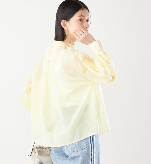 SHIPS for women「〈手洗い可能〉ボイル オーガンジー シャーリング ボリューム ブラウス 24SS ◇」|シャツ・ブラウス|