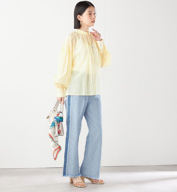 SHIPS for women「〈手洗い可能〉ボイル オーガンジー シャーリング ボリューム ブラウス 24SS ◇」|シャツ・ブラウス|