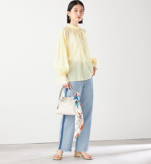 SHIPS for women「〈手洗い可能〉ボイル オーガンジー シャーリング ボリューム ブラウス 24SS ◇」|シャツ・ブラウス|