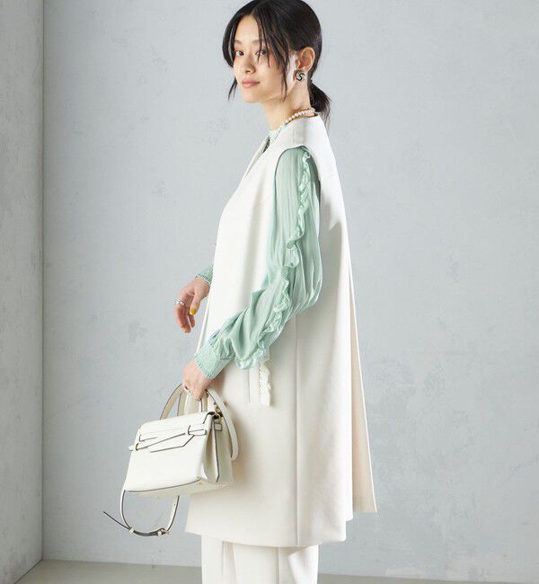 SHIPS for women「【SHIPS別注】kaene:〈洗濯機可能〉ハイストレッチ ダンボール フリル ジレ」|ベスト・ジレ|