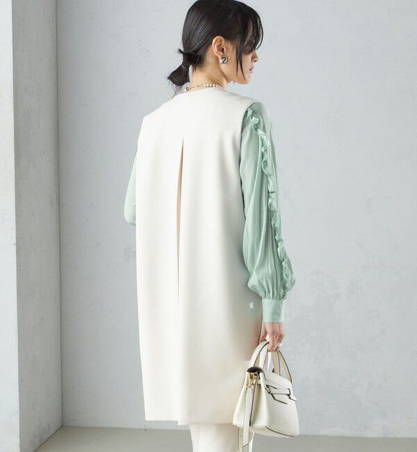 SHIPS for women「【SHIPS別注】kaene:〈洗濯機可能〉ハイストレッチ ダンボール フリル ジレ」|ベスト・ジレ|