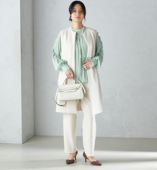 SHIPS for women「【SHIPS別注】kaene:〈洗濯機可能〉ハイストレッチ ダンボール フリル ジレ」|ベスト・ジレ|