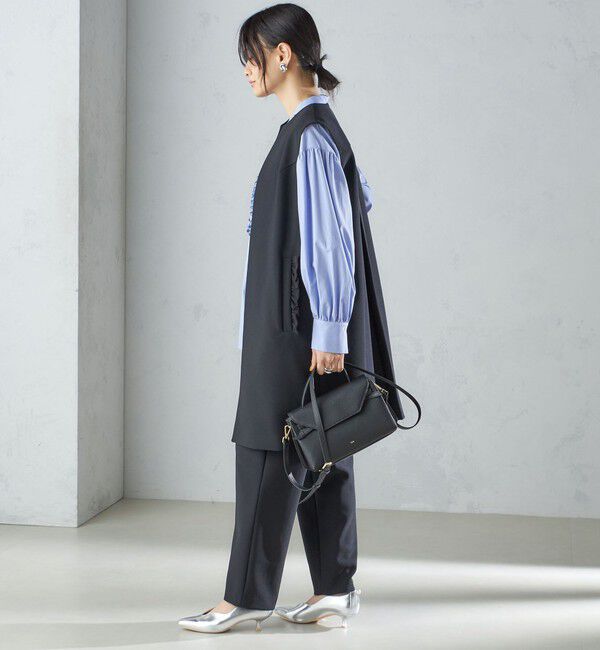 SHIPS for women「【SHIPS別注】kaene:〈洗濯機可能〉ハイストレッチ ダンボール フリル ジレ」|ベスト・ジレ|