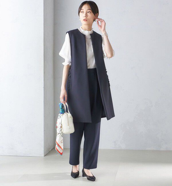 SHIPS for women「【SHIPS別注】kaene:〈洗濯機可能〉ハイストレッチ ダンボール フリル ジレ」|ベスト・ジレ|