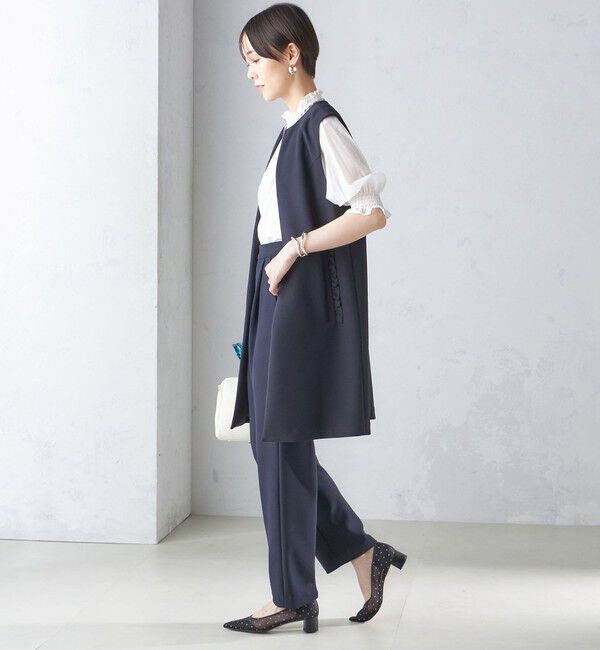 SHIPS for women「【SHIPS別注】kaene:〈洗濯機可能〉ハイストレッチ ダンボール フリル ジレ」|ベスト・ジレ|