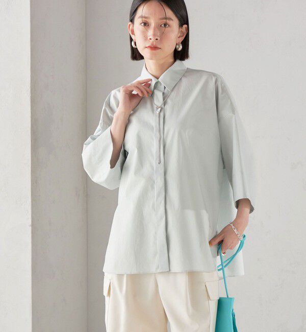 SHIPS for women「SHIPS Primary Navy Label:〈手洗い可能〉レギュラー カラー ワイド シャツ」|シャツ・ブラウス|ミント