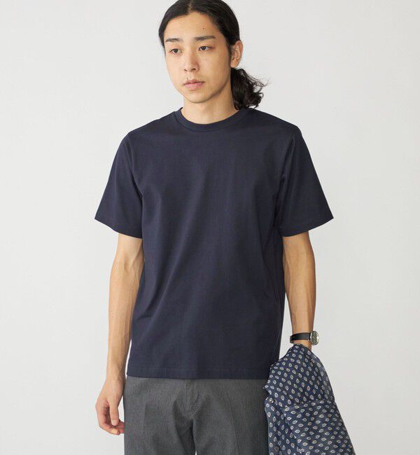SHIPS「SHIPS:〈抗菌加工〉コットン クルーネック Tシャツ」|Tシャツ・カットソー|ネイビー
