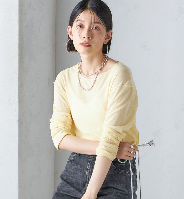 SHIPS for women「〈手洗い可能〉シアー ストレッチ クルーネック プルオーバー」|Tシャツ・カットソー|