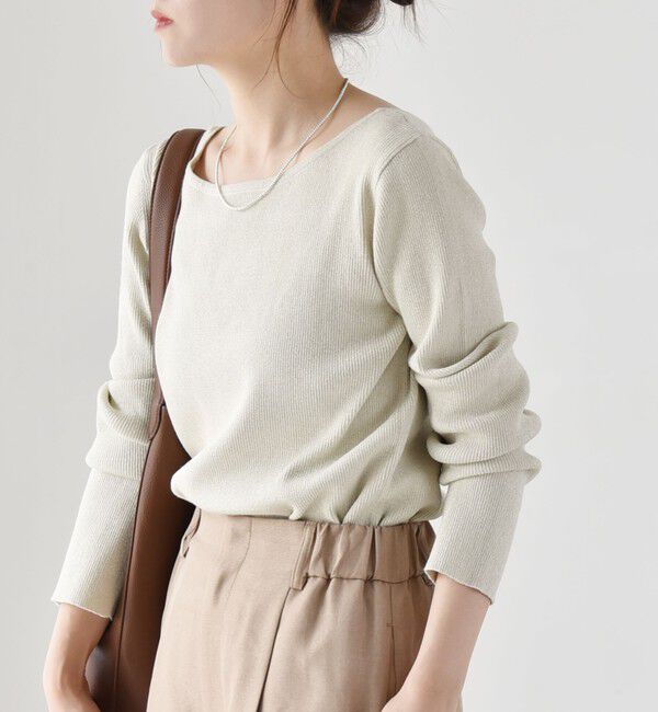 quaranciel「quaranciel:〈手洗い可能〉コンパクト リブ バックオープン ラメ  ニット」|ニット・セーター|