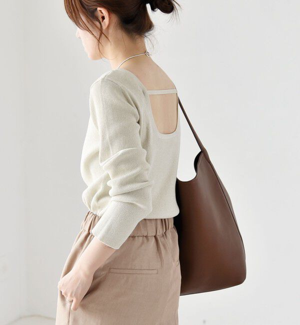 quaranciel「quaranciel:〈手洗い可能〉コンパクト リブ バックオープン ラメ  ニット」|ニット・セーター|