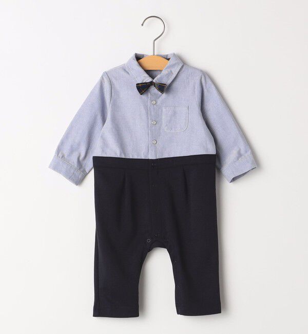 SHIPS KIDS「SHIPS KIDS:70～80cm / 蝶ネクタイ 長袖 ロンパース」|ロンパース|ネイビー