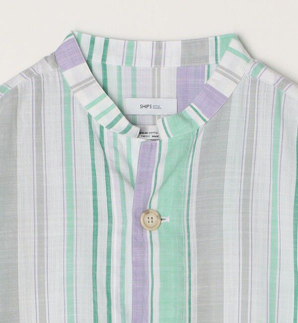 SHIPS any「SHIPS any: BEZ TEXTILE マルチカラー ストライプ / ソリッド  スタンドカラー シャツ◇」|シャツ・ブラウス|