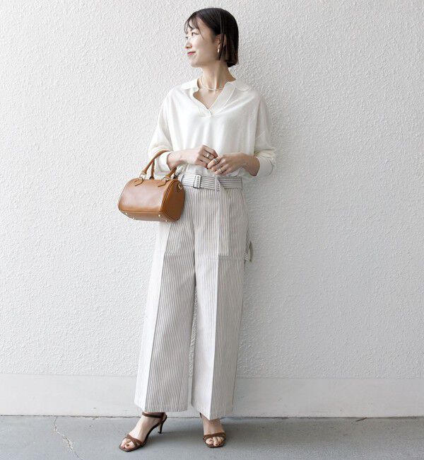 SHIPS any「SHIPS any:〈洗濯機可能〉ヒッコリー ベルト ワイド パンツ」|その他|