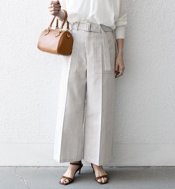 SHIPS any「SHIPS any:〈洗濯機可能〉ヒッコリー ベルト ワイド パンツ」|その他|