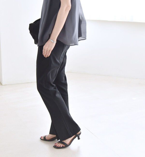 quaranciel「quaranciel:〈接触冷感/汗染み防止加工/洗濯機可能〉スリット イージー パンツ」|その他|ブラック