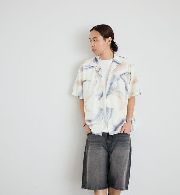 SHIPS「City Ambient Products: オープン カラー メッシュ プリント シャツ」|シャツ・ブラウス|