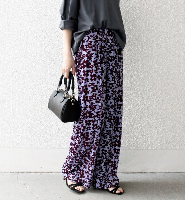 SHIPS any「SHIPS any:〈洗濯機可能〉フラワー ポリエステル ベロア ワイド イージー パンツ」|その他|