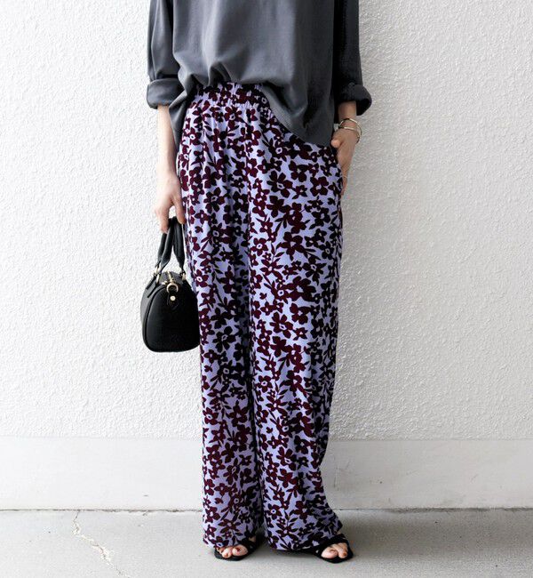 SHIPS any「SHIPS any:〈洗濯機可能〉フラワー ポリエステル ベロア ワイド イージー パンツ」|その他|