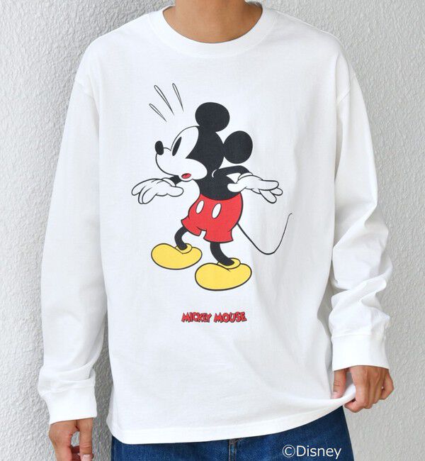 SHIPS any「SHIPS any: /ミッキーマウス/ サイン & ポージング Tシャツ (ロンT)◇」|Tシャツ・カットソー|