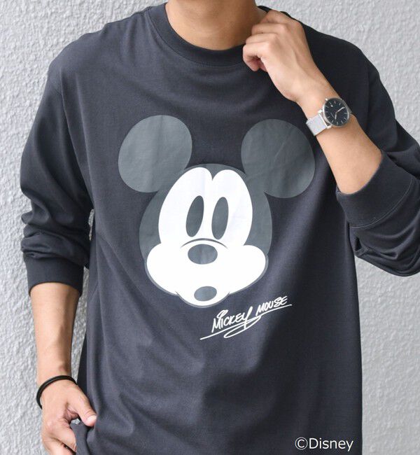 SHIPS any「SHIPS any: /ミッキーマウス/ サイン & ポージング Tシャツ (ロンT)◇」|Tシャツ・カットソー|ダークグレー