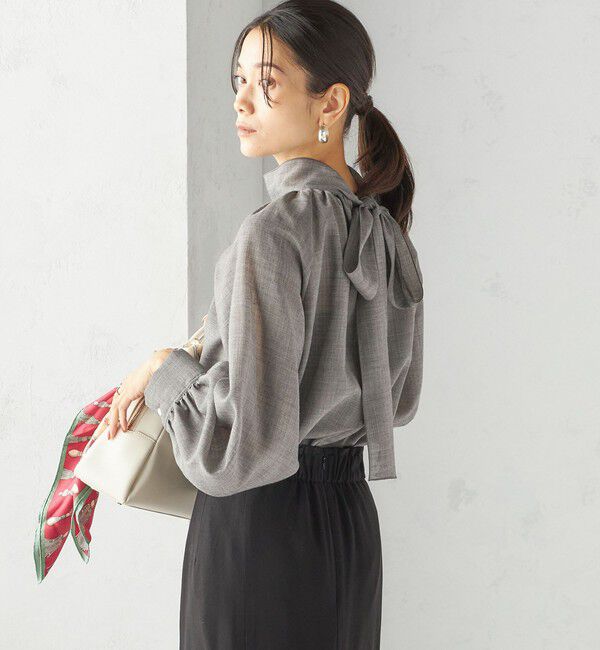 SHIPS for women「〈手洗い可能〉ウール混 シアー ボイル リボン ブラウス」|シャツ・ブラウス|