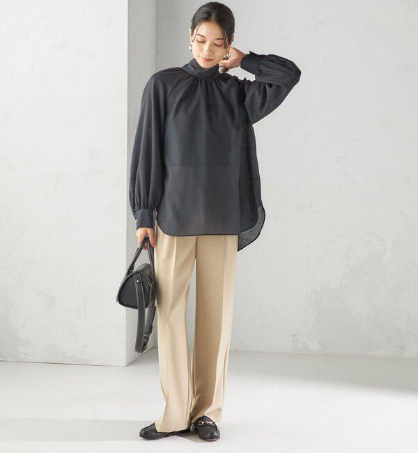 SHIPS for women「〈手洗い可能〉ウール混 シアー ボイル リボン ブラウス」|シャツ・ブラウス|