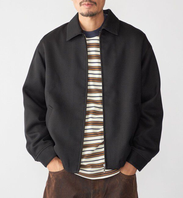 SHIPS「SHIPS:〈手洗い可能〉メランジ ジップ ブルゾン」|ブルゾン・スタジャン|ブラック