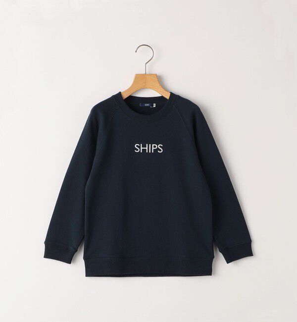 SHIPS KIDS「SHIPS KIDS:80～90cm / 刺繍 ロゴ ラグラン スウェット」|スウェット・ジャージ|ネイビー
