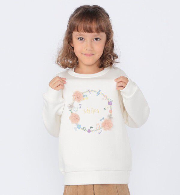 SHIPS KIDS「SHIPS KIDS:100～130cm /ミュージック フラワー スウェット」|スウェット・ジャージ|オフホワイト