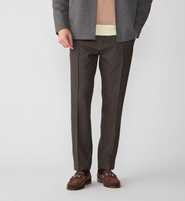 SHIPS「SHIPS: スリム ストレッチ ピンタック スラックス」|スラックス|ブラウン