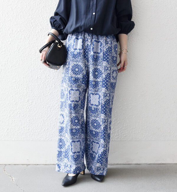 SHIPS any「SHIPS any:〈洗濯機可能〉バンダナ プリント イージー ワイド パンツ」|その他|ブルー