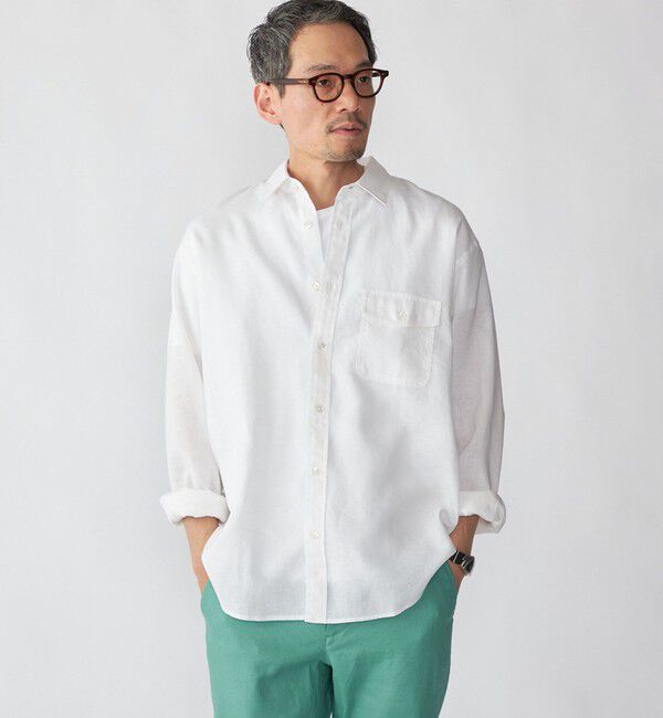 SHIPS「SHIPS: リネン オーバー レギュラーカラー シャツ」|シャツ・ブラウス|