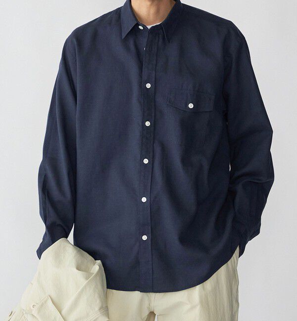 SHIPS「SHIPS: リネン オーバー レギュラーカラー シャツ」|シャツ・ブラウス|ネイビー