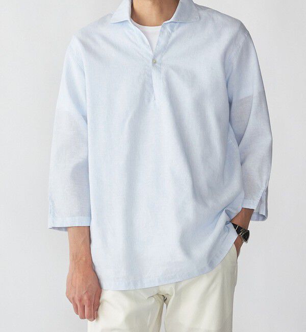SHIPS「SHIPS: リネン 7スリーブ カプリシャツ」|シャツ・ブラウス|ライトブルー
