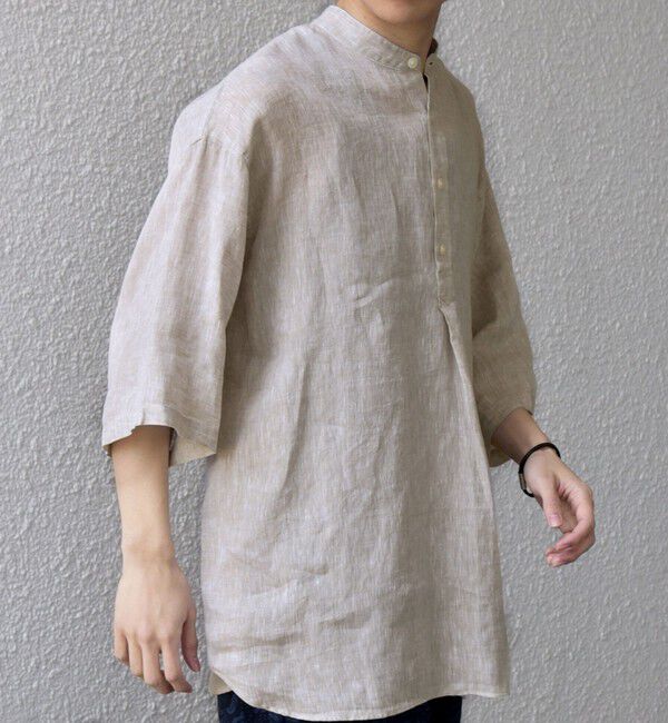 SHIPS any「SHIPS any:〈洗濯機可能〉ピュアリネン バンド スキッパー ハーフスリーブ プルオーバー シャツ 26SS◆」|シャツ・ブラウス|