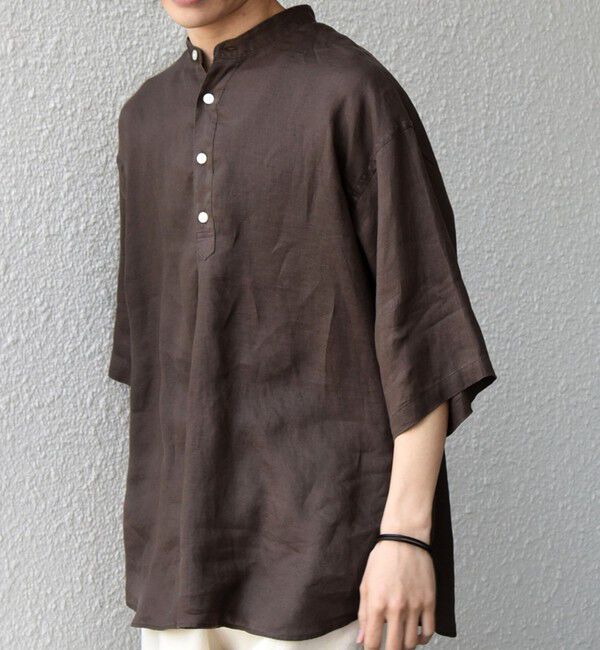 SHIPS any「SHIPS any:〈洗濯機可能〉ピュアリネン バンド スキッパー ハーフスリーブ プルオーバー シャツ 26SS◆」|シャツ・ブラウス|